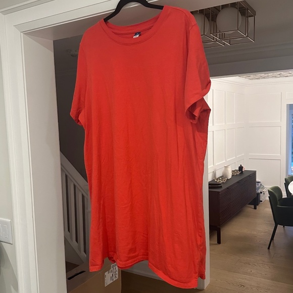 OLD NAVY - Tomato Red 100% Cotton T-shirt Mini Dress - Size XXL - Picture 2 of 8